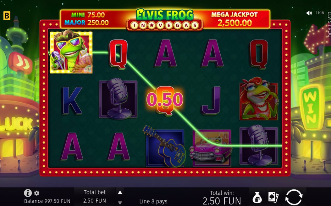 Win screen after a round, with the total win shown
