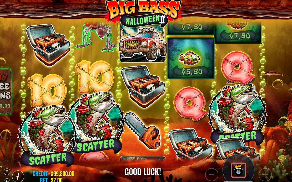 Money Collect fish values shown on the grid
