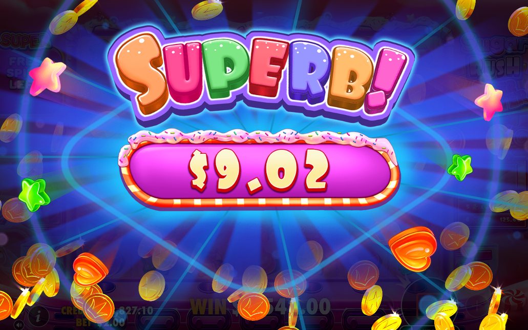 Win screen showing the total from clusters and multipliers